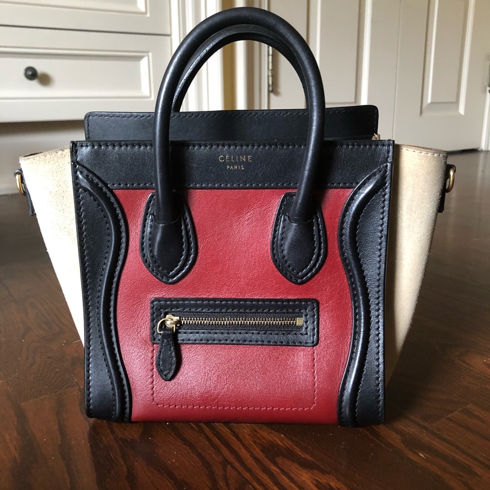 Authentic Celine Micro Nano Luggage Tri-color bag